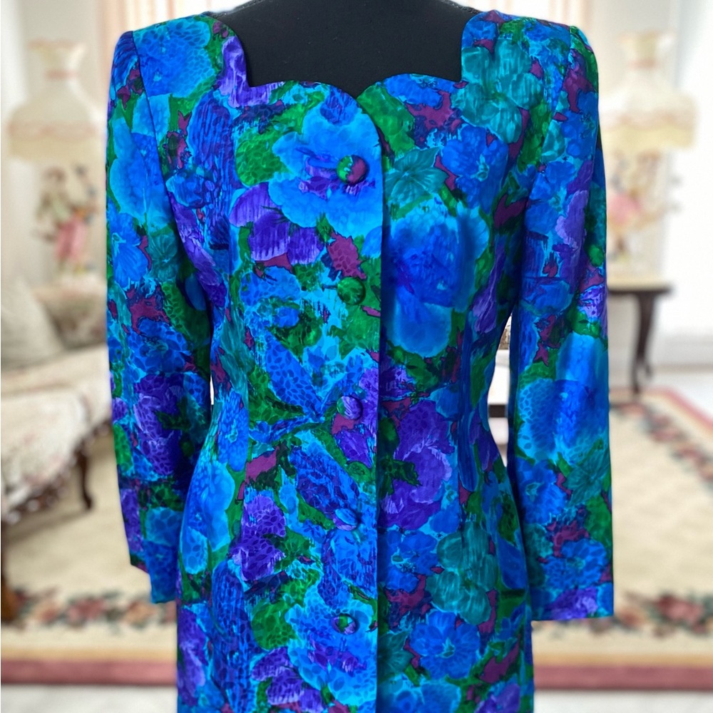 Vintage Silk Floral Blazer Jacket - Picture 2 of 2